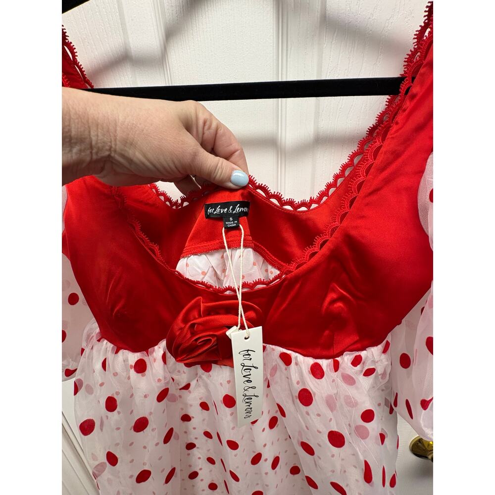 For Love & Lemons Dress Rhoda Red Polka Dot, Empire Waist, NWT, Womens Size S - Picture 5 of 9